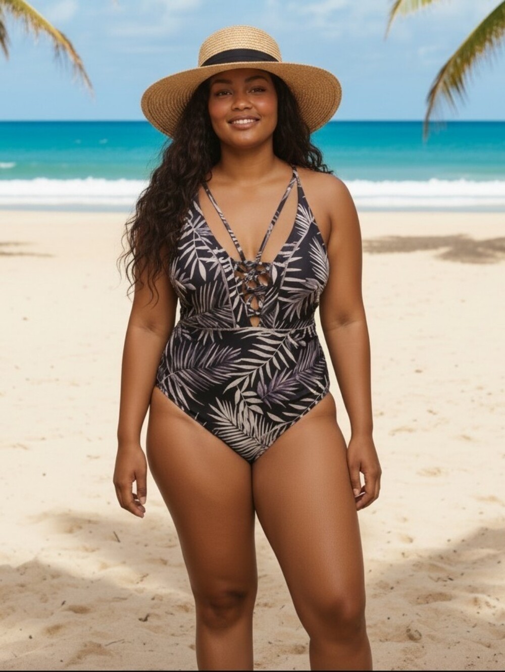 Go Coco 1 Pc Tropical Swimsuit Size XL